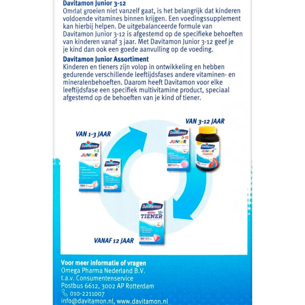 Davitamon Vitamines>Junior 3+ Multifruit Kauwtabletten