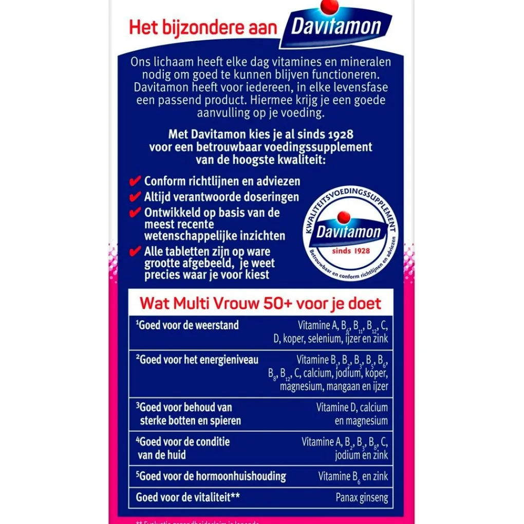 Davitamon Vitamines|Weerstand En Of Energie>Multi Vrouw 50+ Tabletten