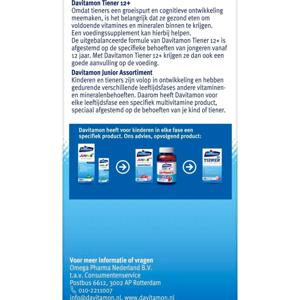 Davitamon Vitamines>Tiener 12+ Multivitamines & Mineralen Aardbei Kauwtabletten