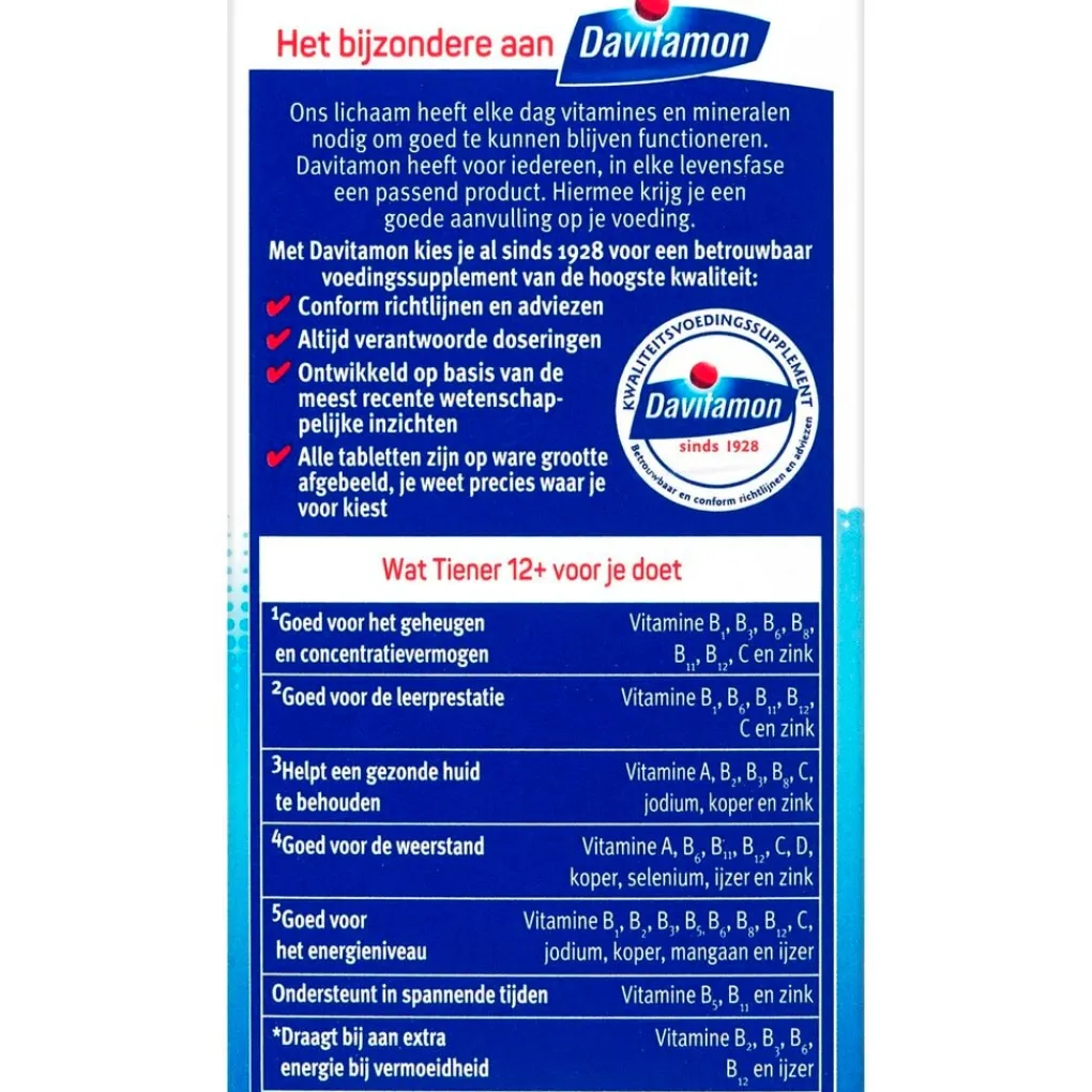 Davitamon Vitamines>Tiener 12+ Multivitamines & Mineralen Aardbei Kauwtabletten