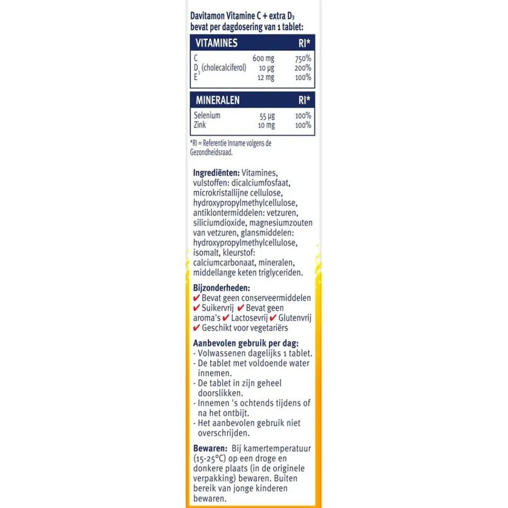 Davitamon Vitamines|Weerstand En Of Energie>Vitamine C Forte + Extra D3 Time-Release Tabletten