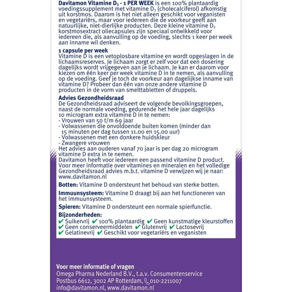 Davitamon Botten En Gewrichten|Vitamines>Vitamine D3 1 Per Week Capsules