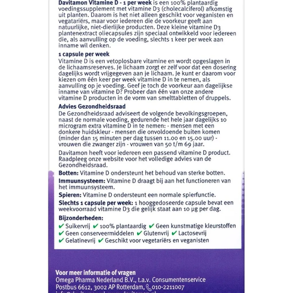 Davitamon Botten En Gewrichten|Vitamines>Vitamine D3 1 Per Week Capsules