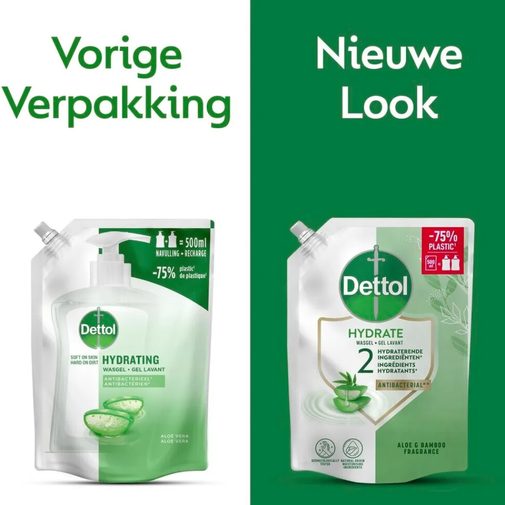 Dettol Handzeep|Handzeep Navulling>Hydrating Aloë Vera Antibacteriële Wasgel Navulling