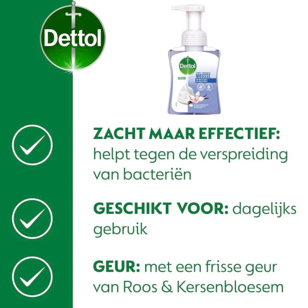 Dettol Handzeep>Orchidee & Vanille Zachte Mousse Antibacteriële Handzeep