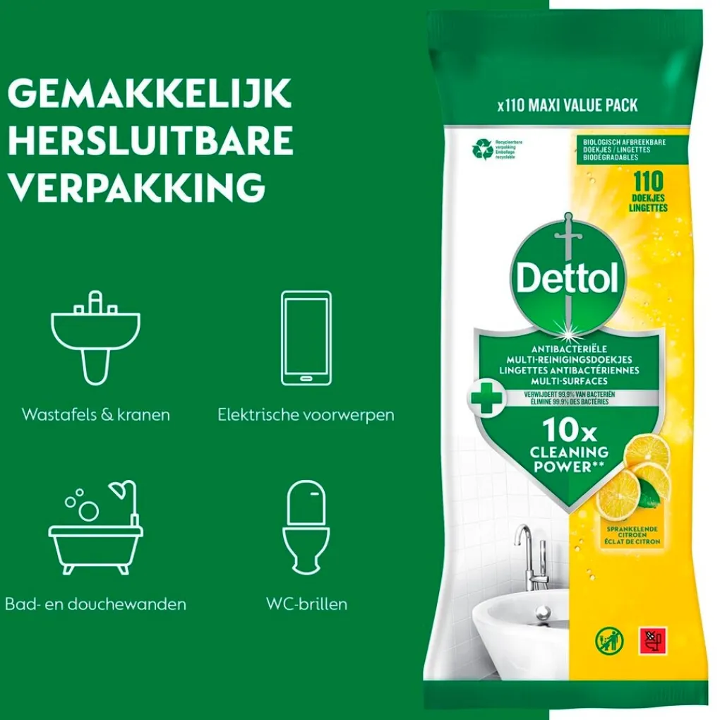 Dettol Schoonmaakmiddelen>Power & Fresh Citrus Multi-reinigingsdoekjes