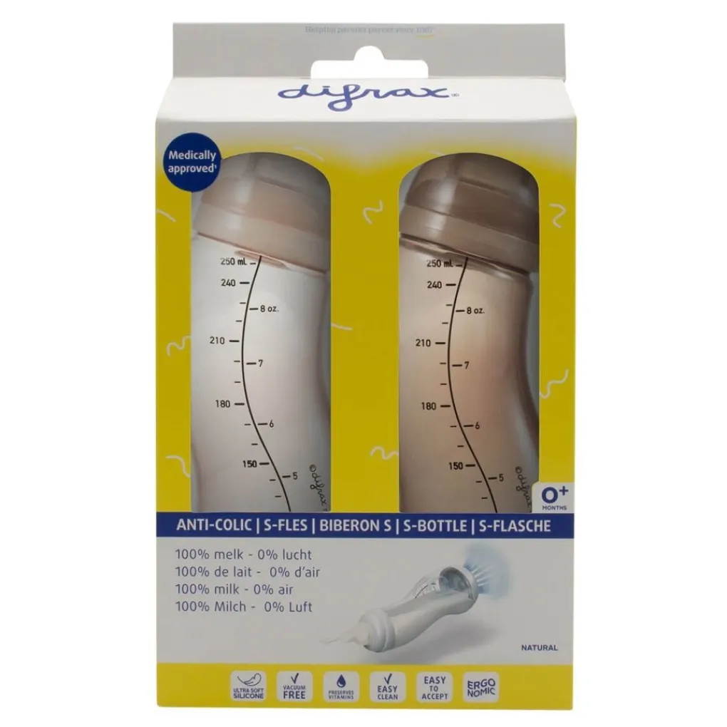 Difrax Babyflesjes>Natural 0+M S-Fles 2-Pak