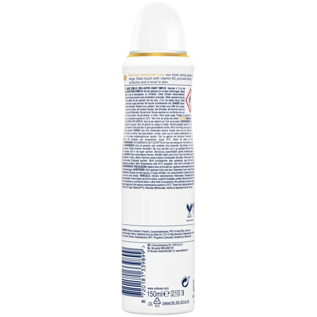 Dove Deospray>Advanced Care Clean Touch Antitranspirant Deodorant Spray