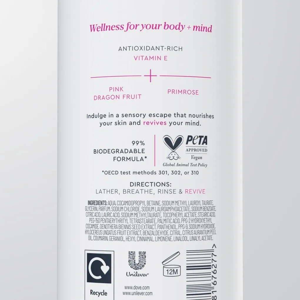 Dove Douchegel>Body+Mind Dragon Fruit & Primrose Oil Douchegel