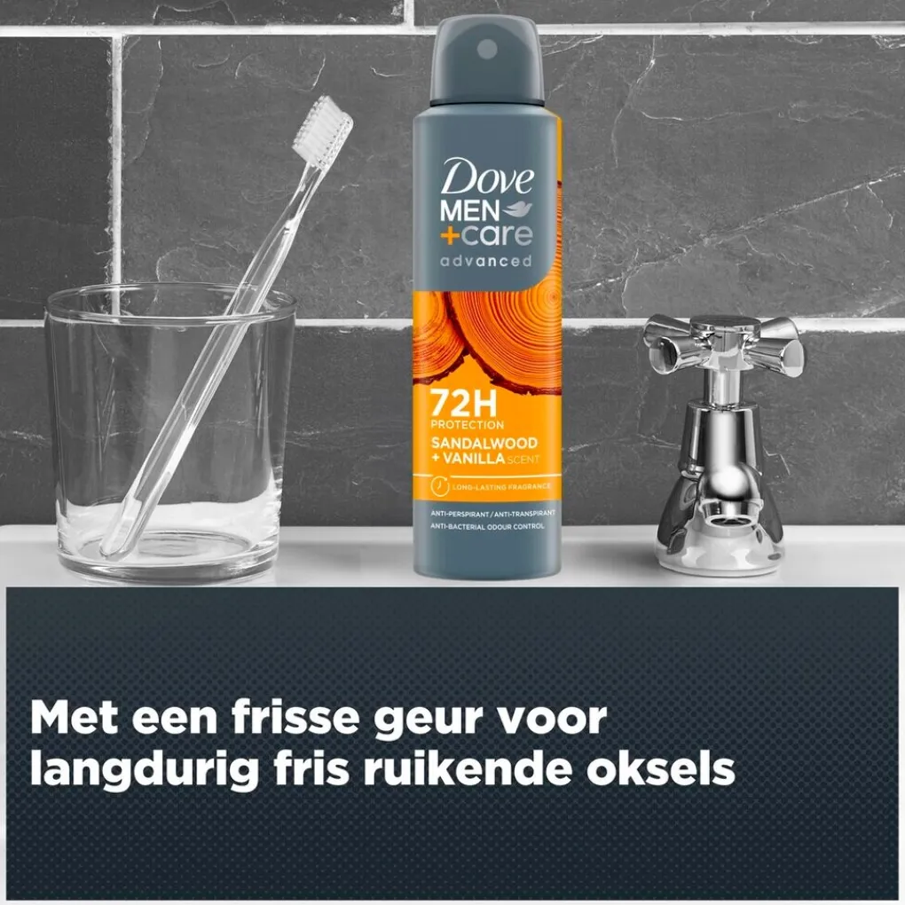 Dove Men Deospray>+Care Advanced Sandelwood + Vanilla Antitranspirant Spray
