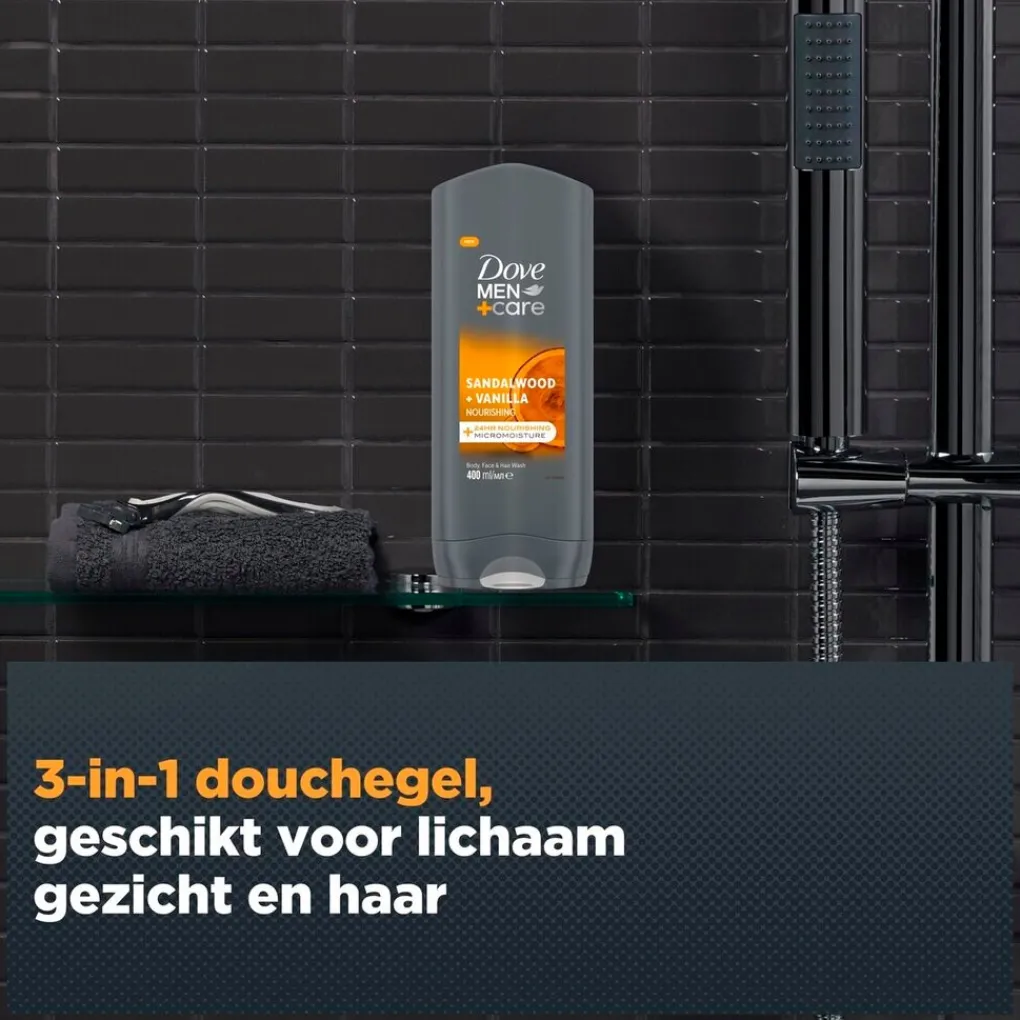 Dove Men Douchegel>+Care Sandalwood & Vanilla 3-in-1 Douchegel