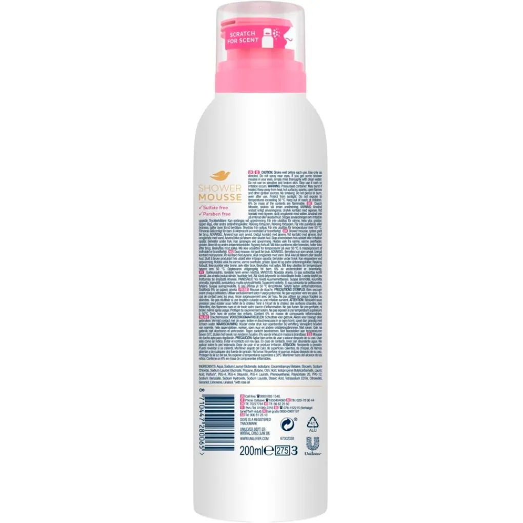Dove Doucheschuim>Rose Oil Shower Mousse