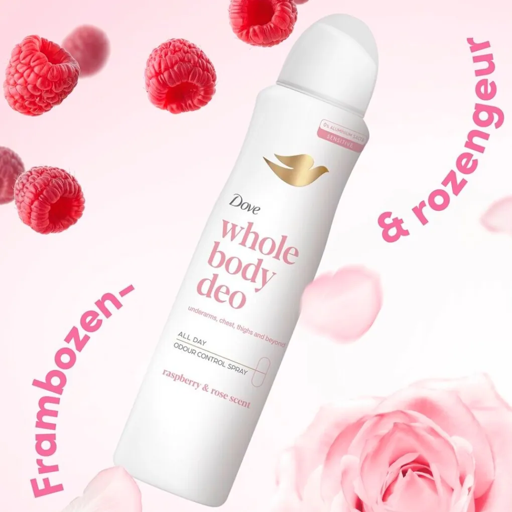 Dove Deospray>Whole Body Raspberry & Rose Deodorant Spray