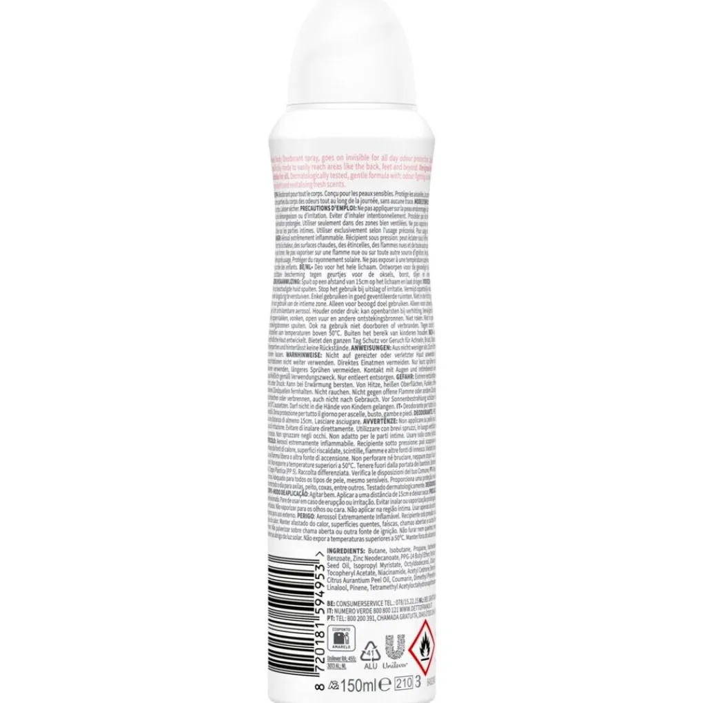 Dove Deospray>Whole Body Raspberry & Rose Deodorant Spray