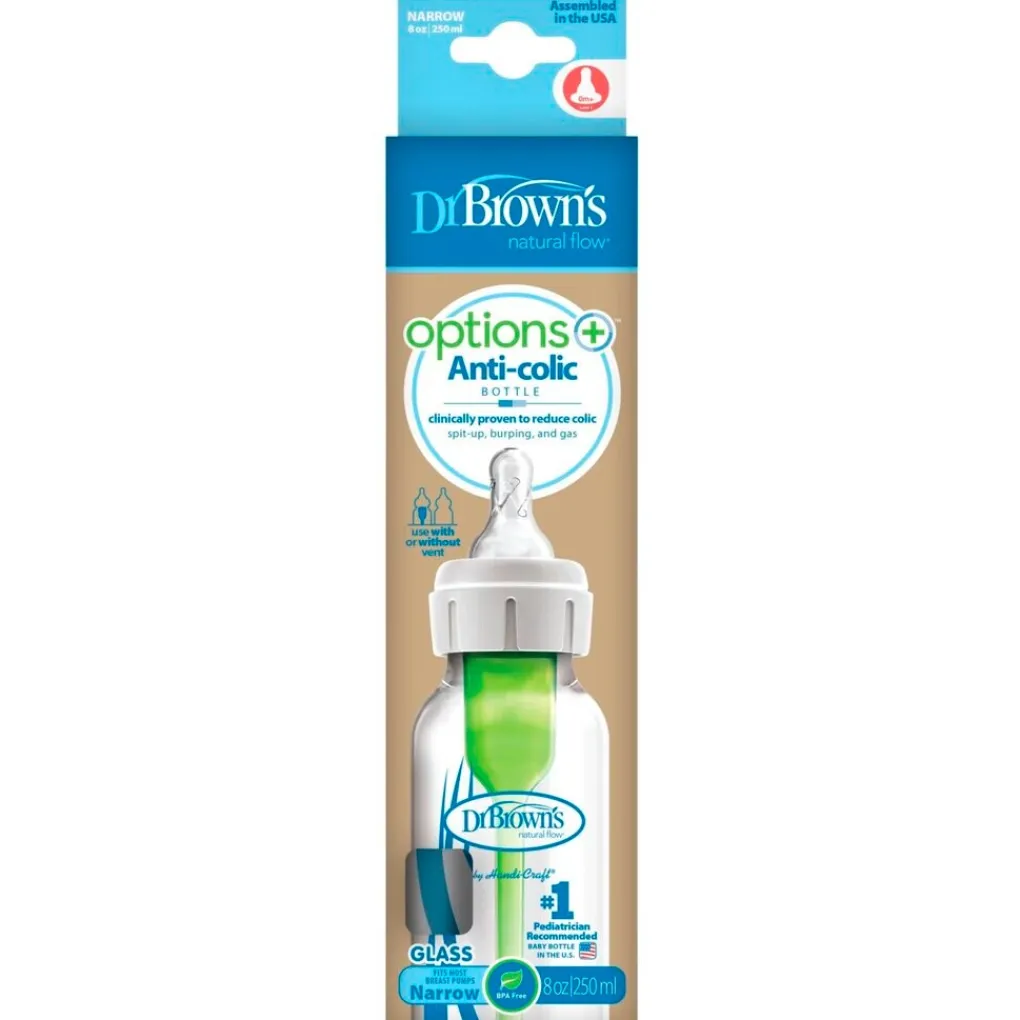Dr. Brown's Babyflesjes>0+M Options+ Anti-Colic Glazen Fles