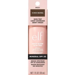 ELF Foundation>e.l.f. Halo Glow SPF50 18 Rich Neutral Skin Tint