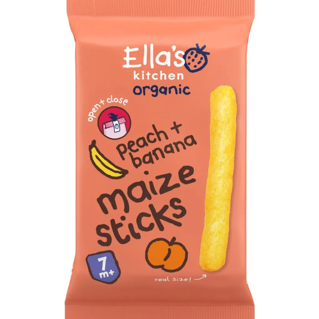 Ella's Kitchen Babytussendoortjes>7+M Peach + Banana Maize Sticks