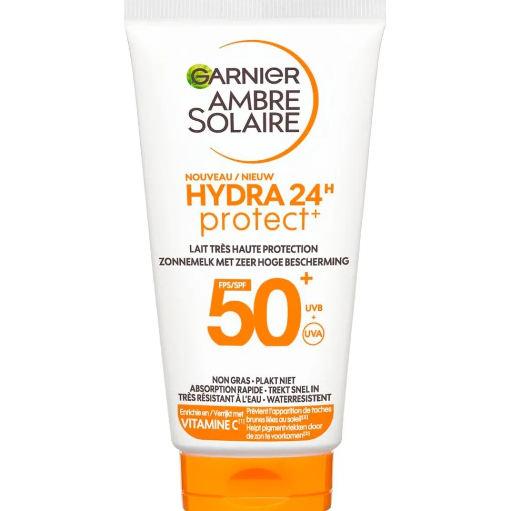 Garnier Ambre Solaire Zonnebrand>Hydra 24H Protect SPF50+ Beschermende Zonnemelk