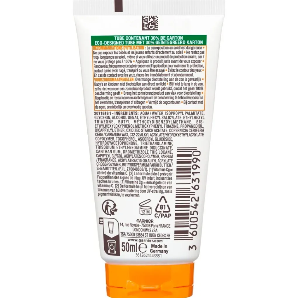Garnier Ambre Solaire Zonnebrand>Hydra 24H Protect SPF50+ Beschermende Zonnemelk