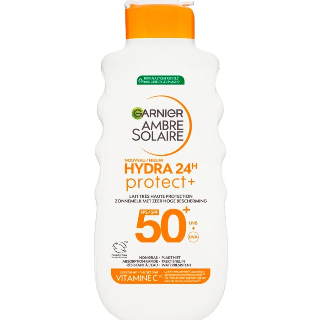 Garnier Ambre Solaire Zonnebrand>Hydra 24H Protect SPF50+ Beschermende Zonnemelk
