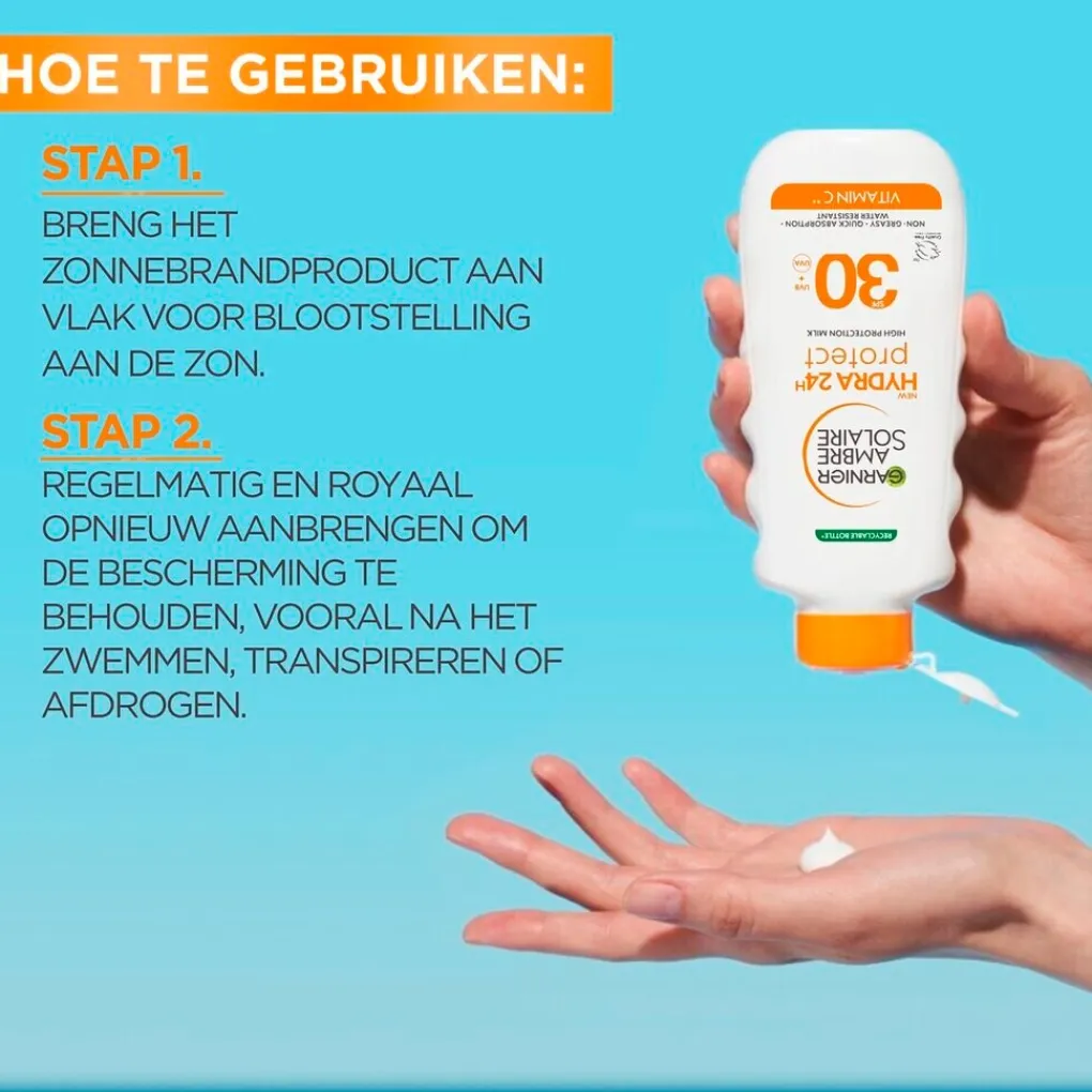Garnier Ambre Solaire Zonnebrand>Hydra 24H Protect SPF30 Zonnemelk