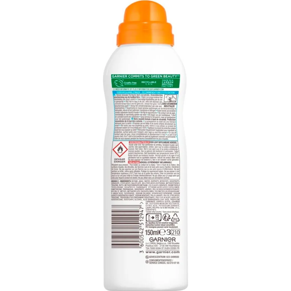 Garnier Ambre Solaire Baby Zonnebrand|Zonnebrand>Kids Sensitive Expert+ SPF50+ Zonbeschermende Mist