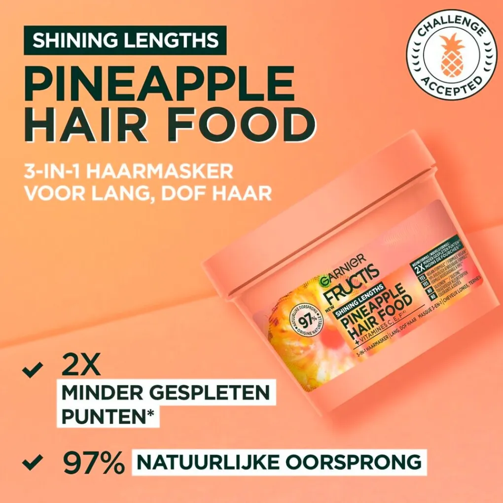 Fructis Haarmasker>Garnier Pineapple Hair Food 3-In-1 Haarmasker