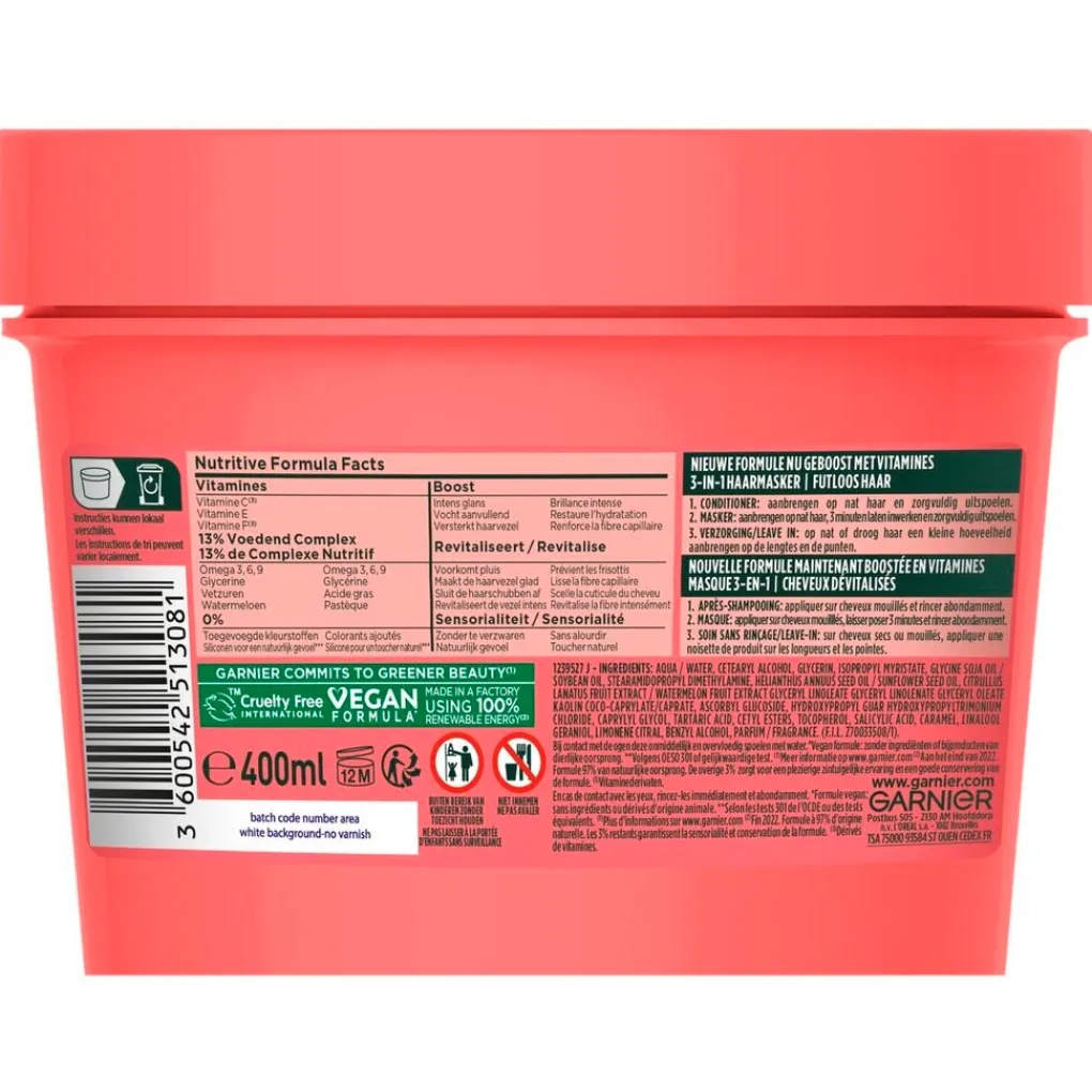 Fructis Haarmasker>Garnier Watermelon Hair Food 3-in-1 Haarmasker