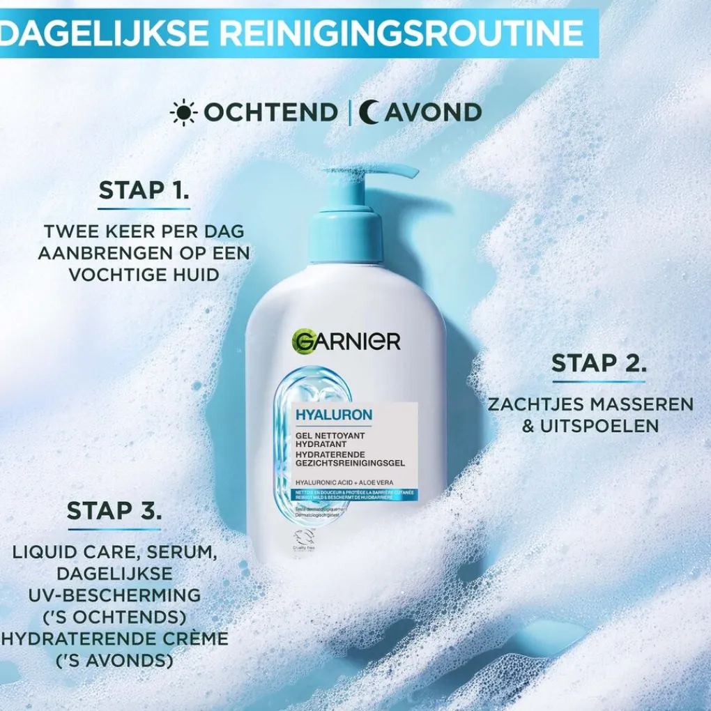 Garnier Skin Naturals Gezichtsreiniging>Garnier Hyaluron+ Hydraterende Gezichtsreinigingsgel