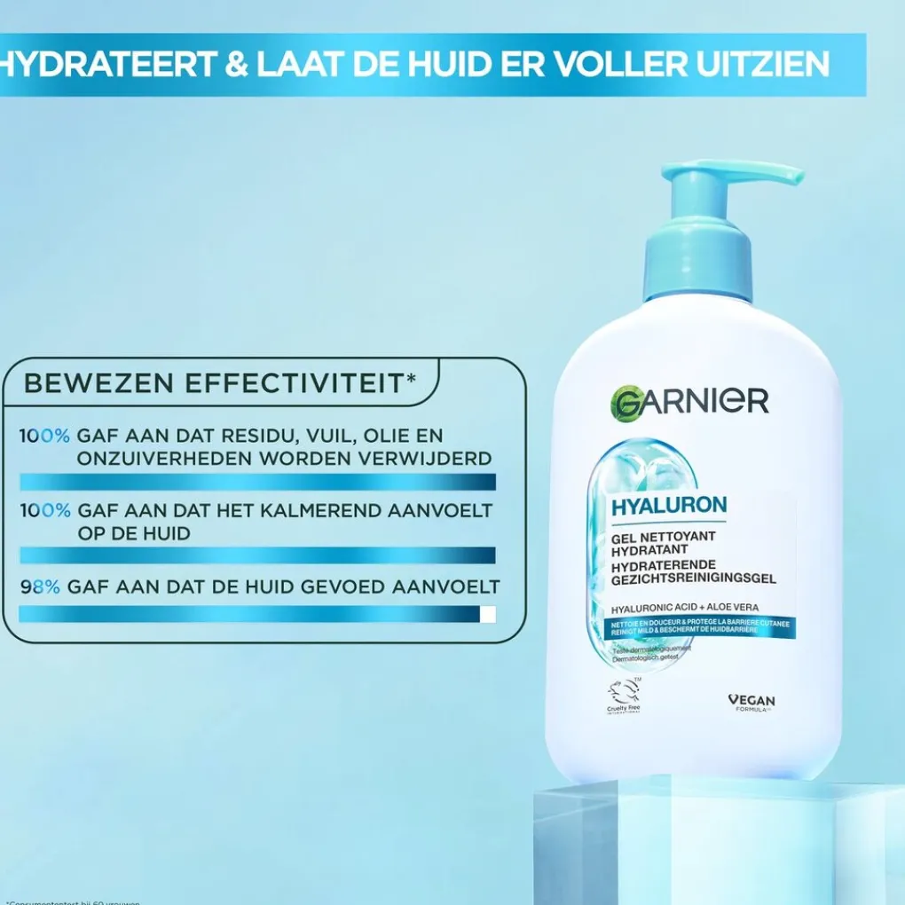Garnier Skin Naturals Gezichtsreiniging>Garnier Hyaluron+ Hydraterende Gezichtsreinigingsgel