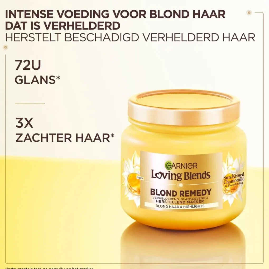Loving Blends Haarmasker>Garnier Blond Remedy Sun-Kissed Chamomile & Bloemenhoning Herstellend Masker