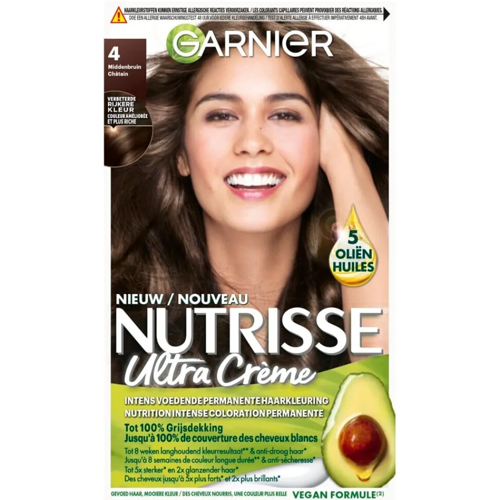 Nutrisse Haarverf>Garnier Ultra Crème 4 Middenbruin Permanente Haarkleuring