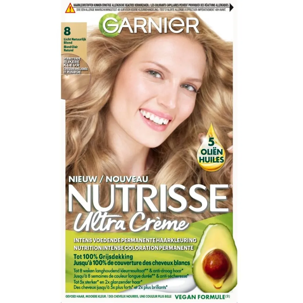 Nutrisse Haarverf>Garnier Ultra Crème 8 Licht Blond Permanente Haarkleuring