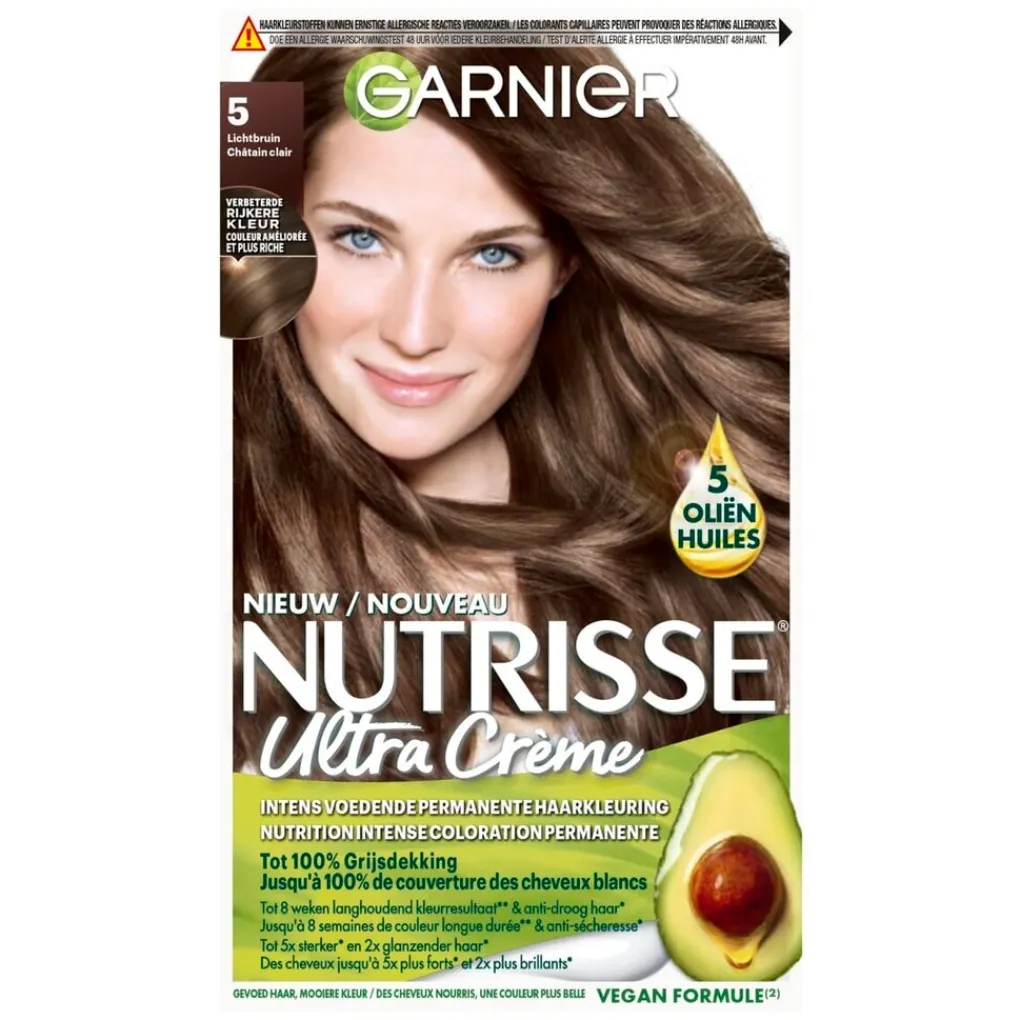 Nutrisse Haarverf>Garnier Ultra Crème 5 Lichtbruin Permanente Haarkleuring