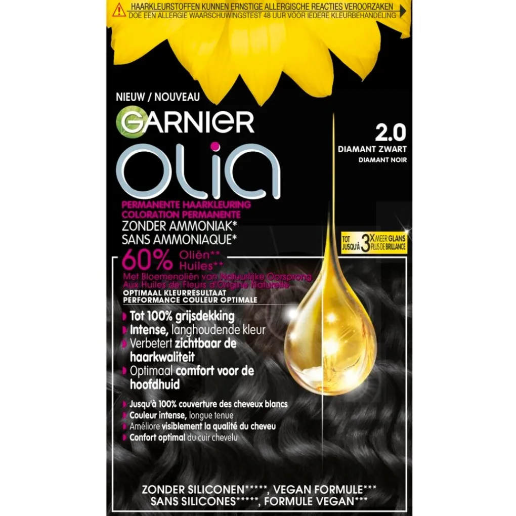 Olia Haarverf>Garnier 2.0 Diamant Zwart Permanente Haarkleuring