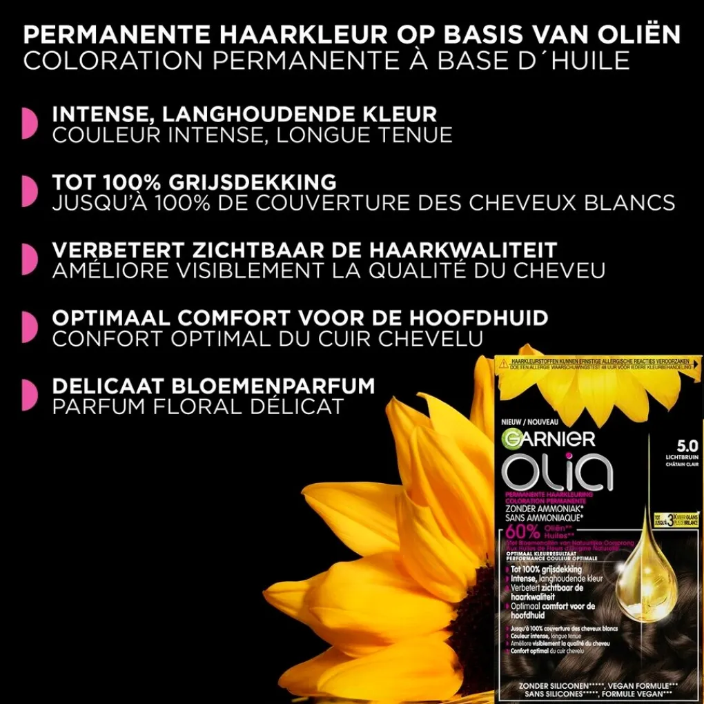 Olia Haarverf>Garnier 3 Donkerbruin Permanente Haarkleuring