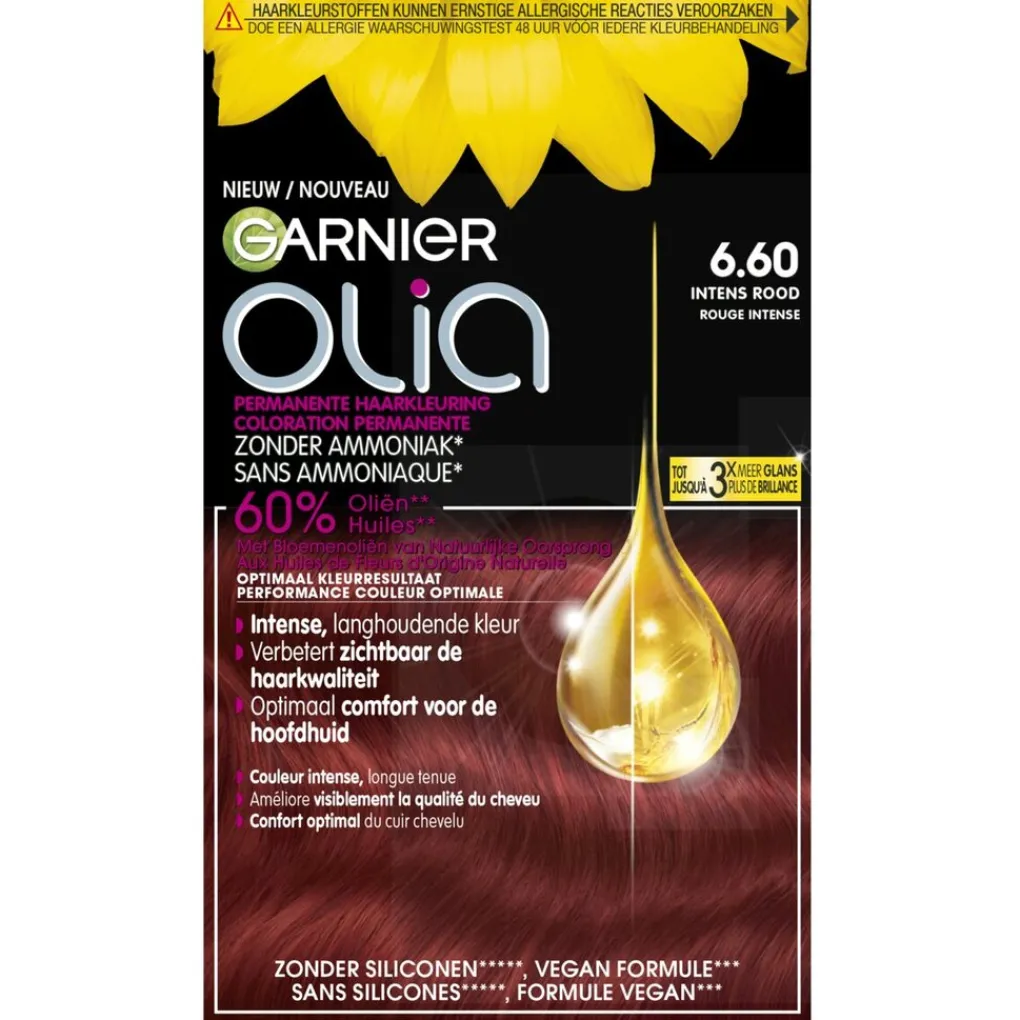 Olia Haarverf>Garnier 6.60 Intens Rood Permanente Crèmekleuring