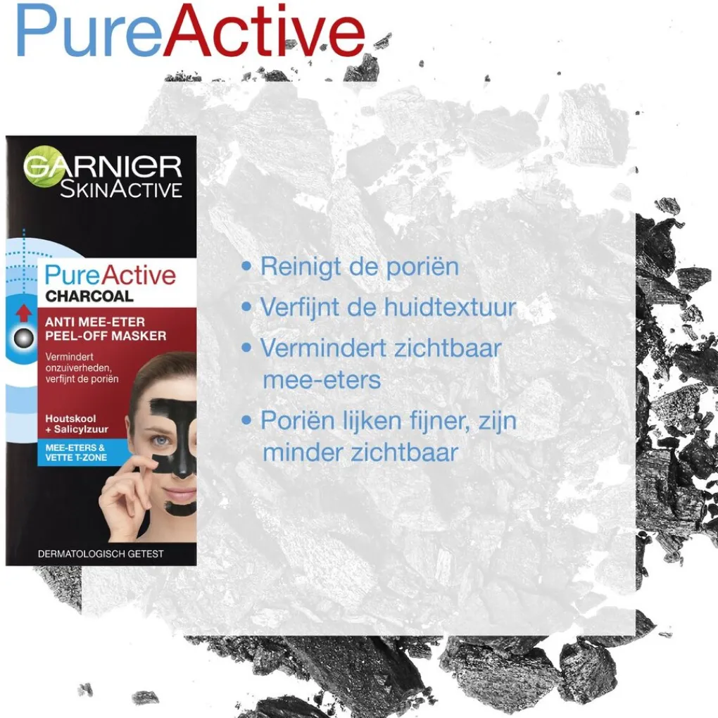 Garnier Skin Naturals Gezichtsmaskers>Pure Active Charcoal Peel Off-Masker