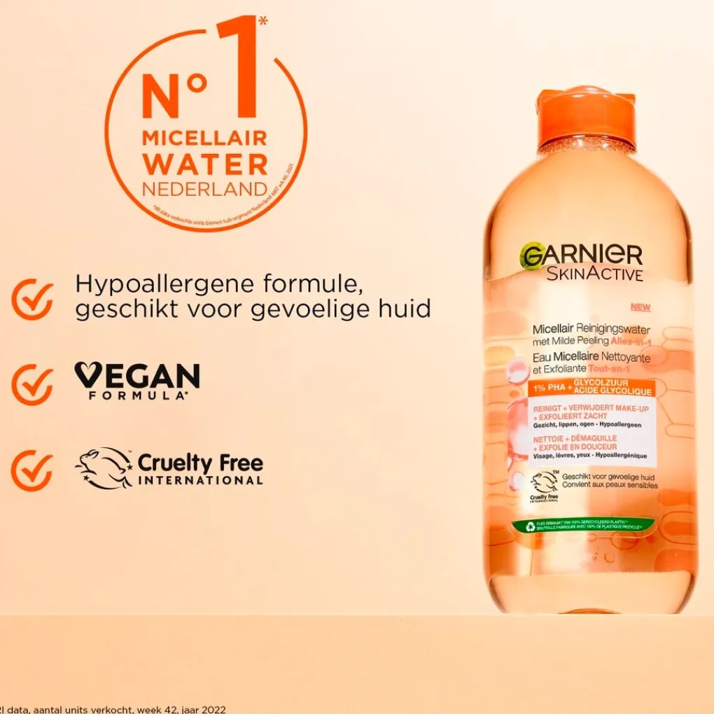 Garnier Skin Naturals Gezichtsreiniging>Garnier SkinActive Alles-in-1 Micellair Reinigingswater met Milde Peeling