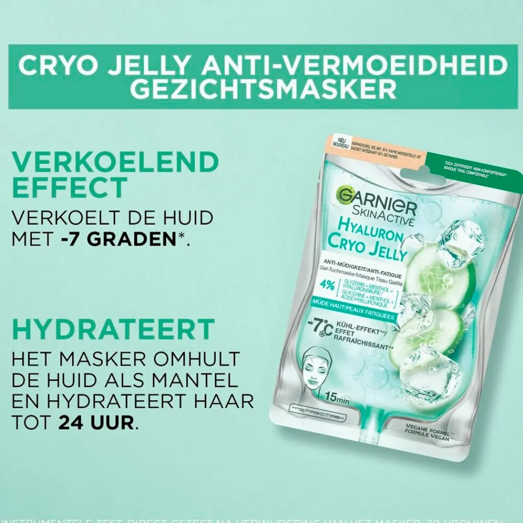 Garnier Skin Naturals Gezichtsmaskers>Garnier SkinActive Cryo Jelly Anti-Vermoeidheid Gezichtsmasker met Hyaluronzuur