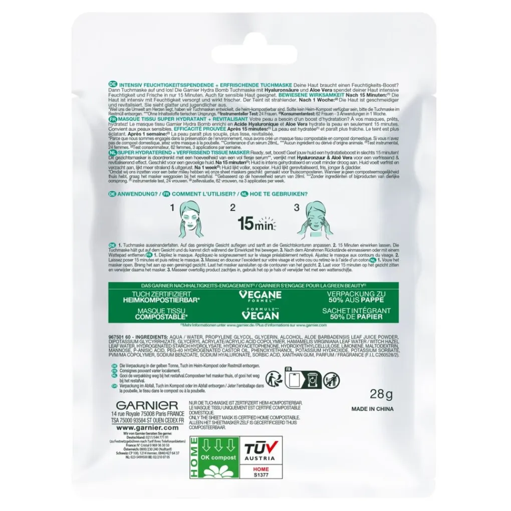 Garnier Skin Naturals Gezichtsmaskers>Garnier SkinActive Hydra Bomb Tissuemasker