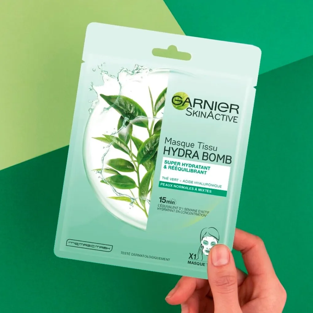 Garnier Skin Naturals Gezichtsmaskers>Garnier SkinActive Hydra Bomb Groene Thee Tissuemasker