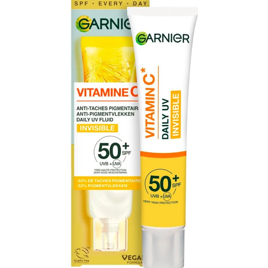 Garnier Skin Naturals Dagcreme>Garnier Vitamine C SPF50+ Invisible Anti-Pigmentvlekken Daily UV Fluid