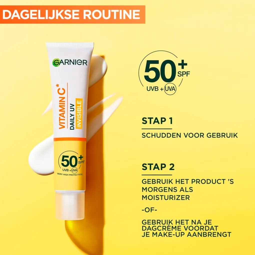 Garnier Skin Naturals Dagcreme>Garnier Vitamine C SPF50+ Invisible Anti-Pigmentvlekken Daily UV Fluid