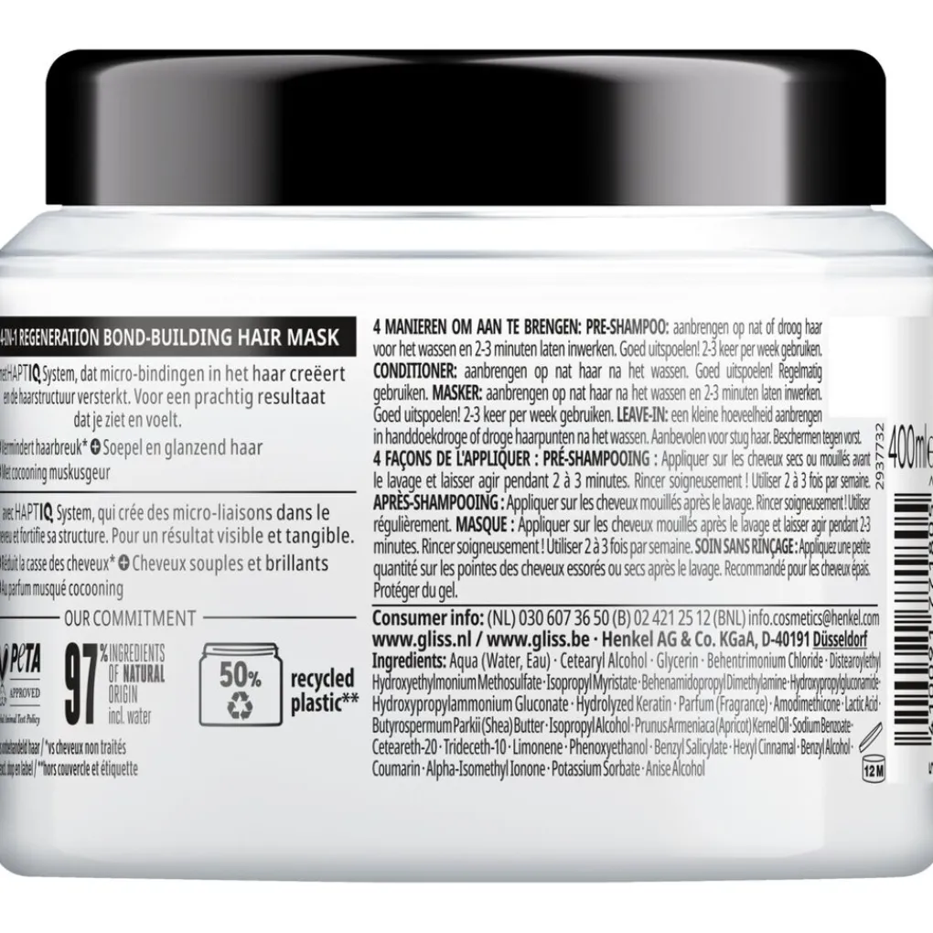 Gliss Haarmasker>Total Repair 4-In-1 Regeneration Bond-Building Haarmasker