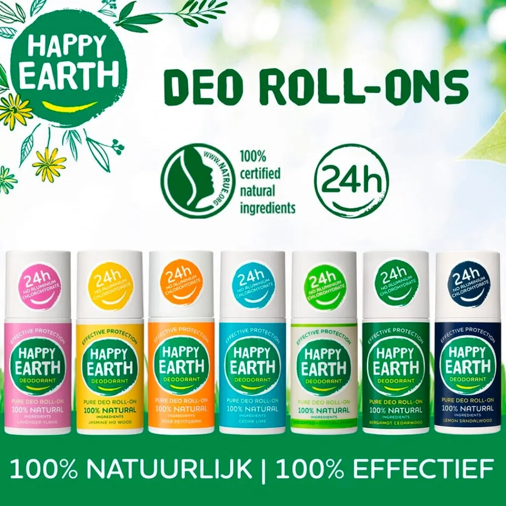 Happy Earth Deoroller>100% Natural Cedar Lime Deodorant Roller