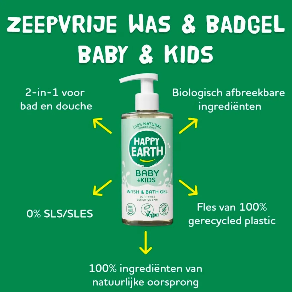 Happy Earth Baby Bad- En Doucheverzorging>Baby & Kids 100% Natural Wash & Bath Gel