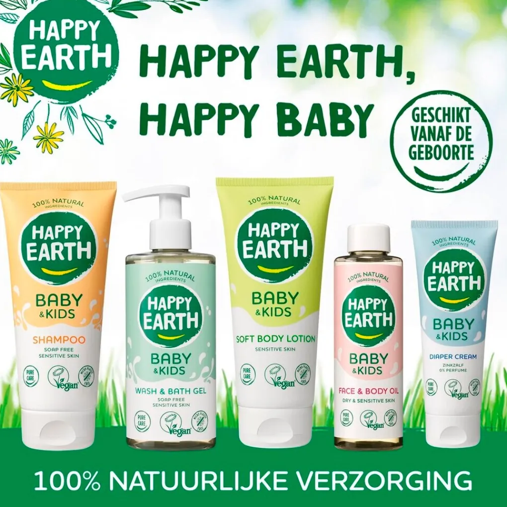 Happy Earth Baby Bad- En Doucheverzorging>Baby & Kids 100% Natural Wash & Bath Gel