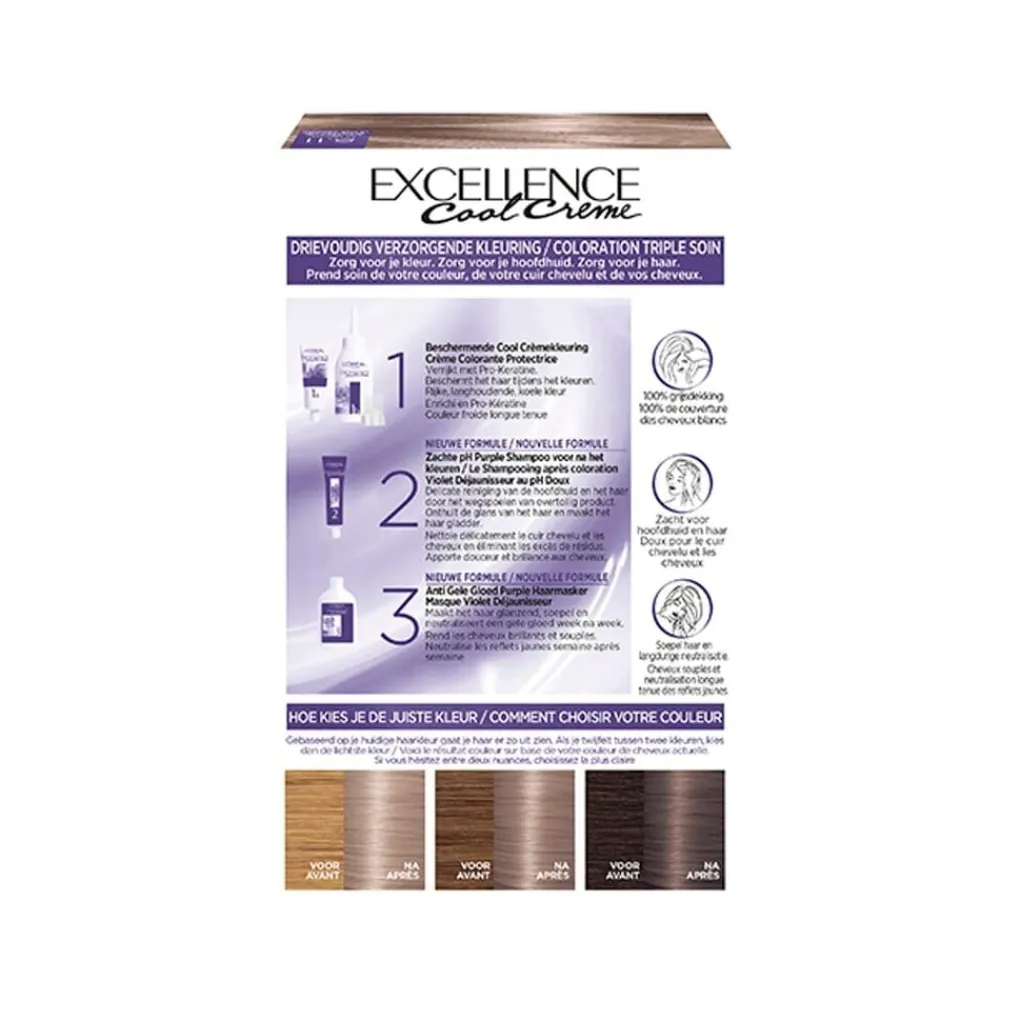 Excellence Haarverf>L'Oréal Paris Cool Crème 8.11 Ultra Licht Asblond Permanente Haarkleuring