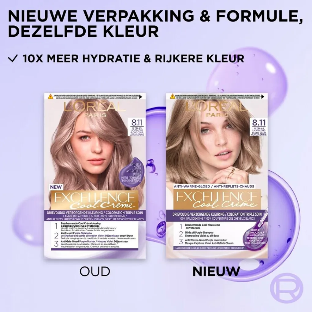 Excellence Haarverf>L'Oréal Paris Cool Crème 8.11 Ultra Licht Asblond Permanente Haarkleuring